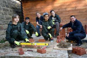 (L-R) Nadira Tasmin, Medeina Sipaviciute, Josh Bluff  and Falaq Nasim are building their construction skills